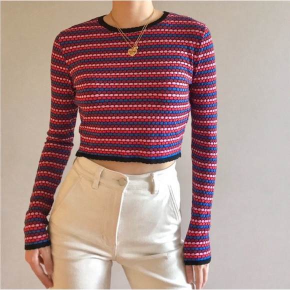 🟡2/30$ | Zara | Crop Fine Knit Multicoloured top - Picture 4 of 11